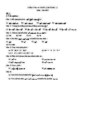 Kiểm tra 45 phút (chương I) môn Đại số 8